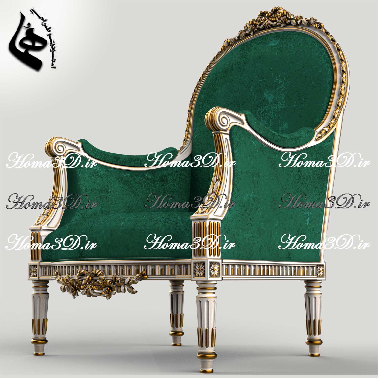 طراحی سه‌بعدی و فایل کامپیوتری مبل پشت گرد منبت جدید با قالب مدرن جهت تولید با سی‌ان‌سی
