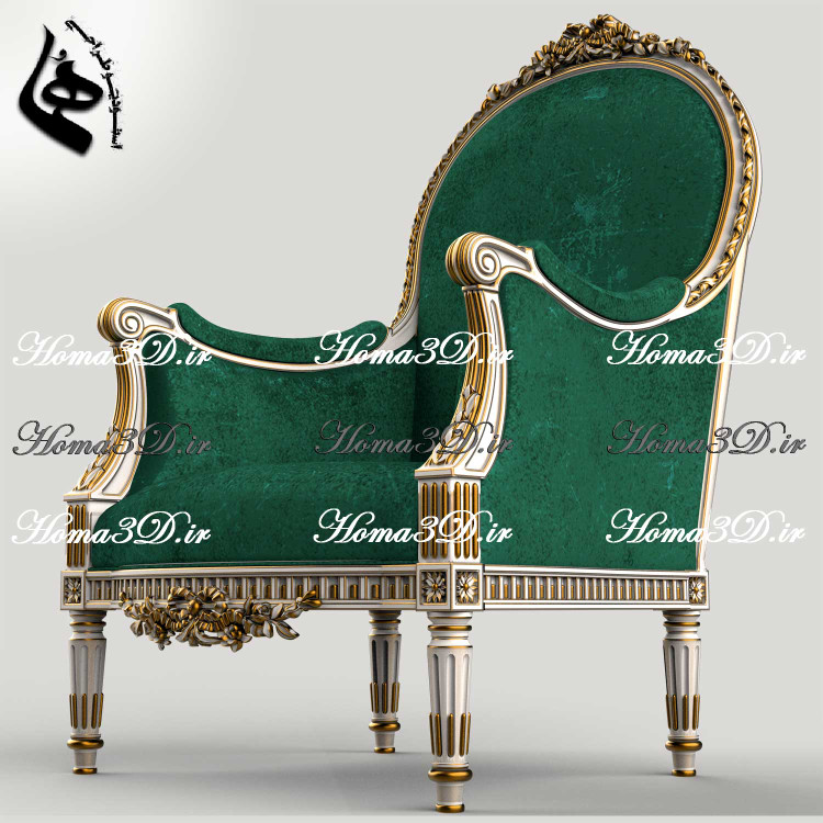 طراحی سهبعدی و فایل کامپیوتری مبل پشت گرد منبت جدید با قالب مدرن جهت تولید با سیانسی