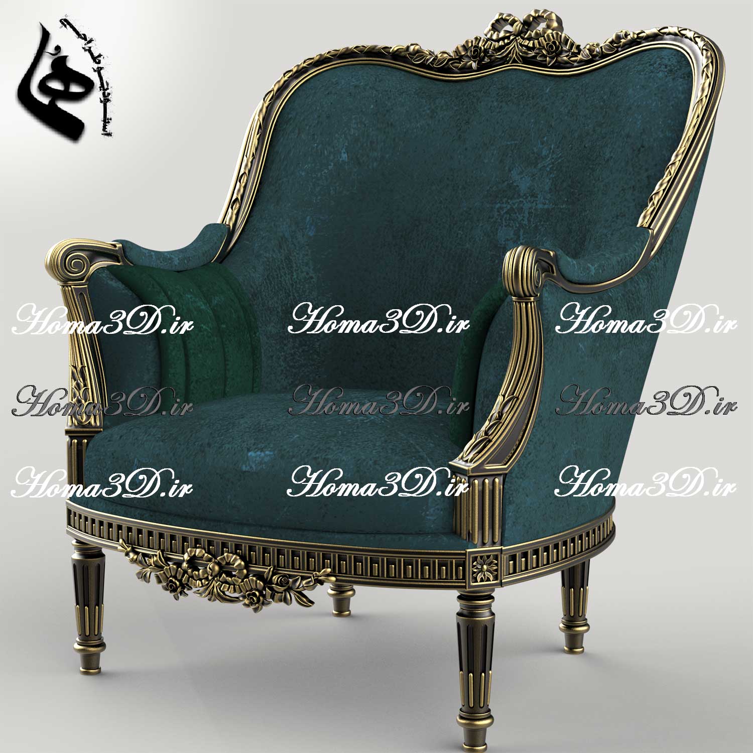 فایل طراحی سه‌بعدی و اسکن سه‌بعدی مبل لگنی با طراحی و منبت و قالب‌کشی جدید طبق استانداردهای روز دنیا