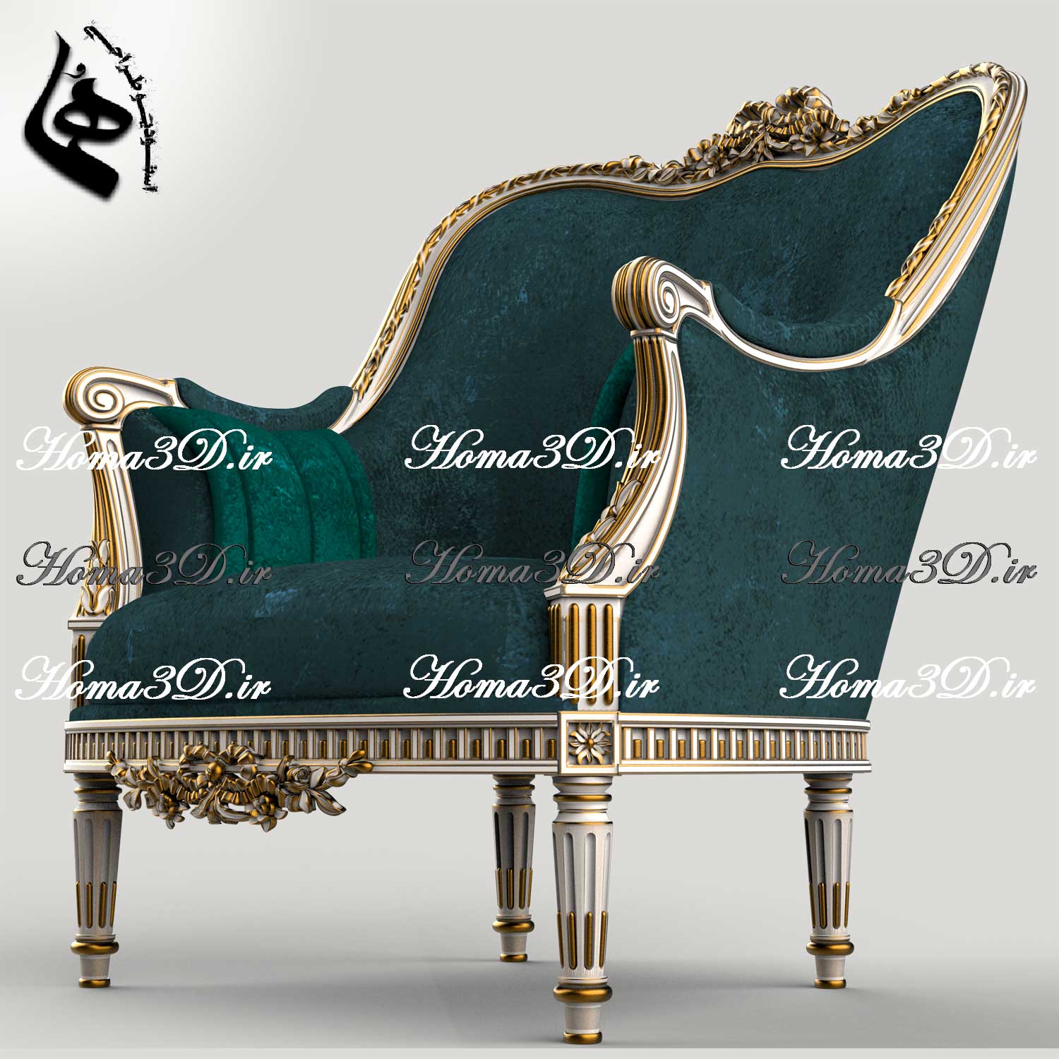 فایل طراحی سه‌بعدی و اسکن سه‌بعدی مبل لگنی با طراحی و منبت و قالب‌کشی جدید طبق استانداردهای روز دنیا
