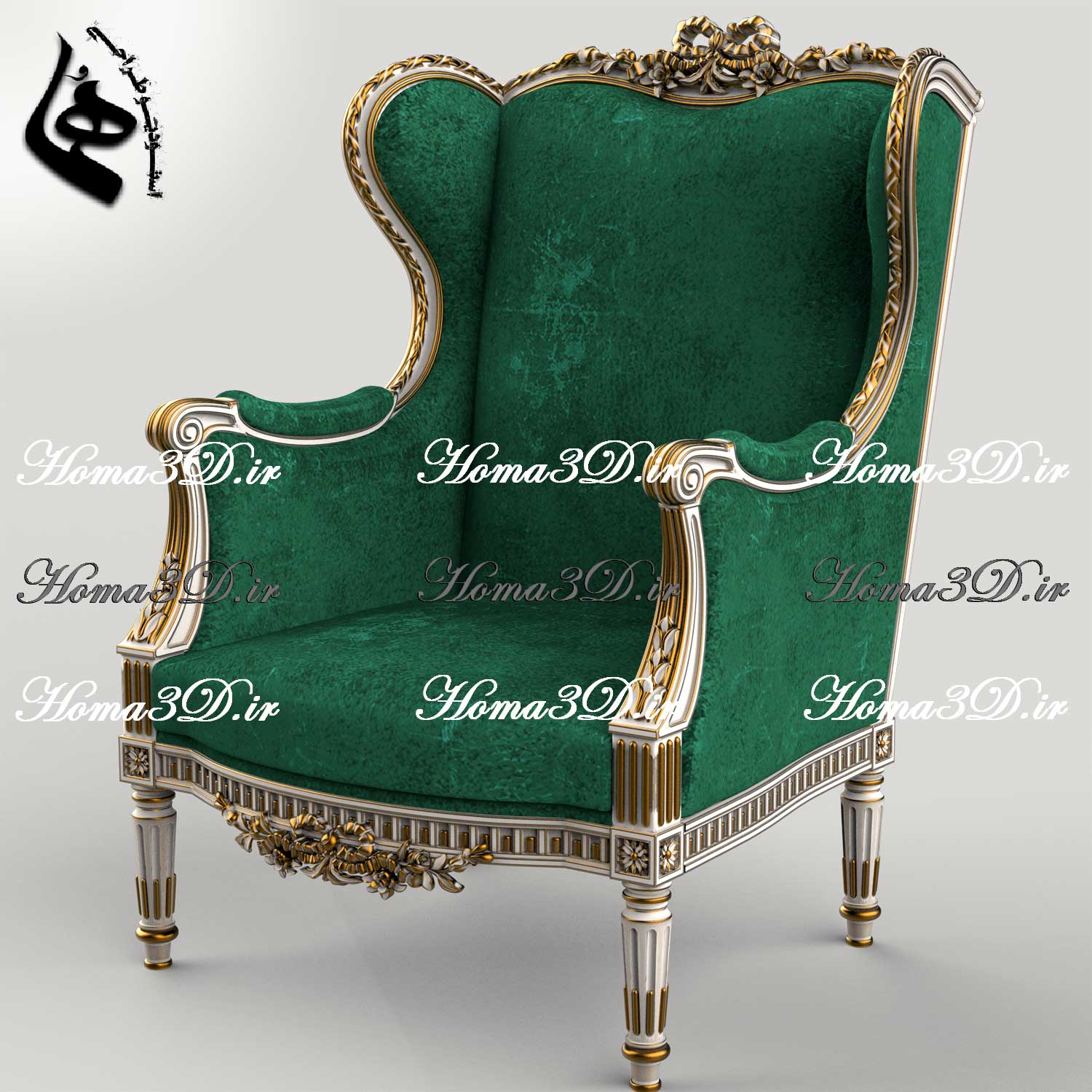 فایل طراحی سه‌بعدی و اسکن سه‌بعدی مبل کوئین با منبت ریز و زنده قابل اجرا با سی‌ان‌سی