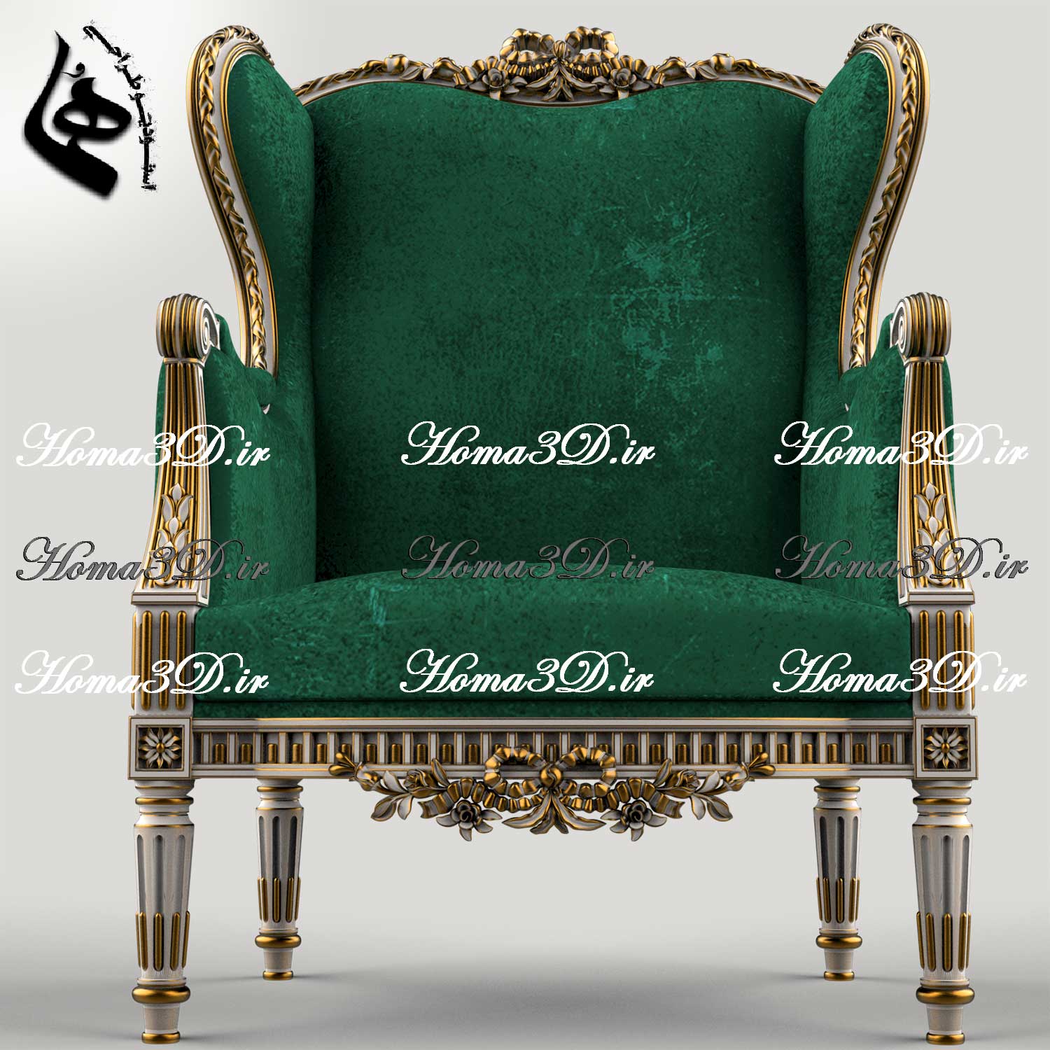 فایل طراحی سه‌بعدی و اسکن سه‌بعدی مبل کوئین با منبت ریز و زنده قابل اجرا با سی‌ان‌سی