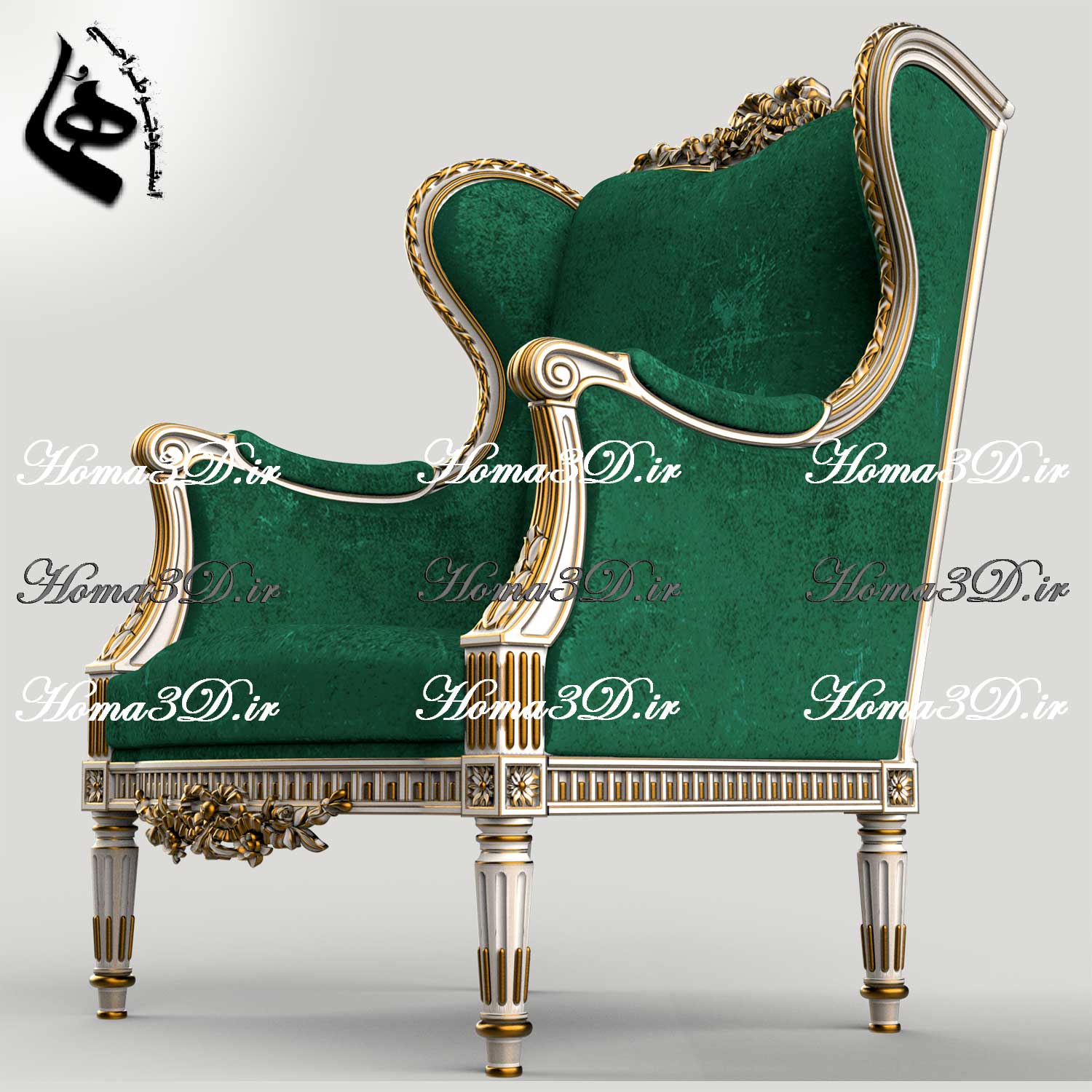 فایل طراحی سه‌بعدی و اسکن سه‌بعدی مبل کوئین با منبت ریز و زنده قابل اجرا با سی‌ان‌سی