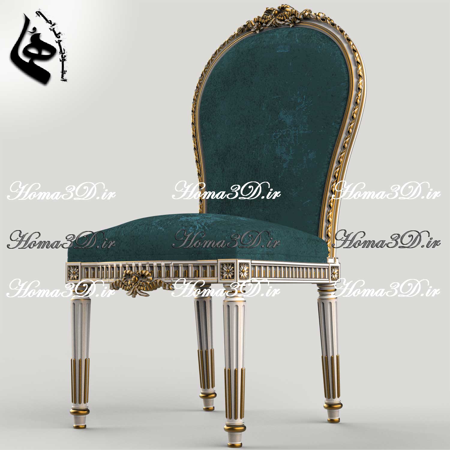 فایل طراحی سه‌بعدی و اسکن سه‌بعدی صندلی پشت گرد با منبت ریز و زیرورویی بالا و با کیفیت