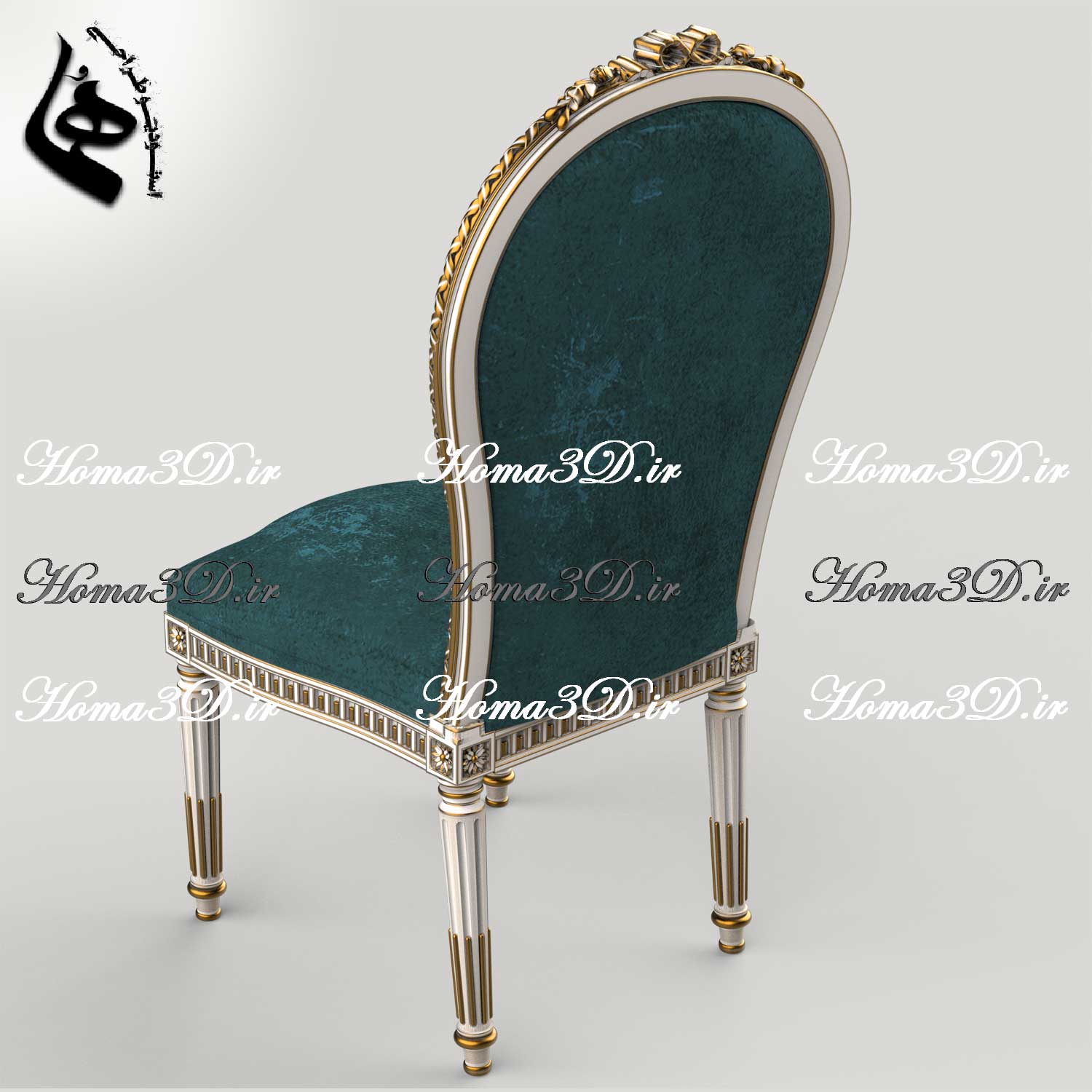 فایل طراحی سه‌بعدی و اسکن سه‌بعدی صندلی پشت گرد با منبت ریز و زیرورویی بالا و با کیفیت