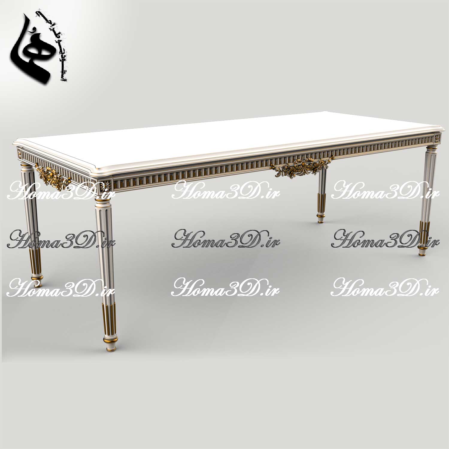 طراحی سه‌بعدی و فایل STL میز ناهارخوری با منبت با کیفیت و به‌روز برای تولید