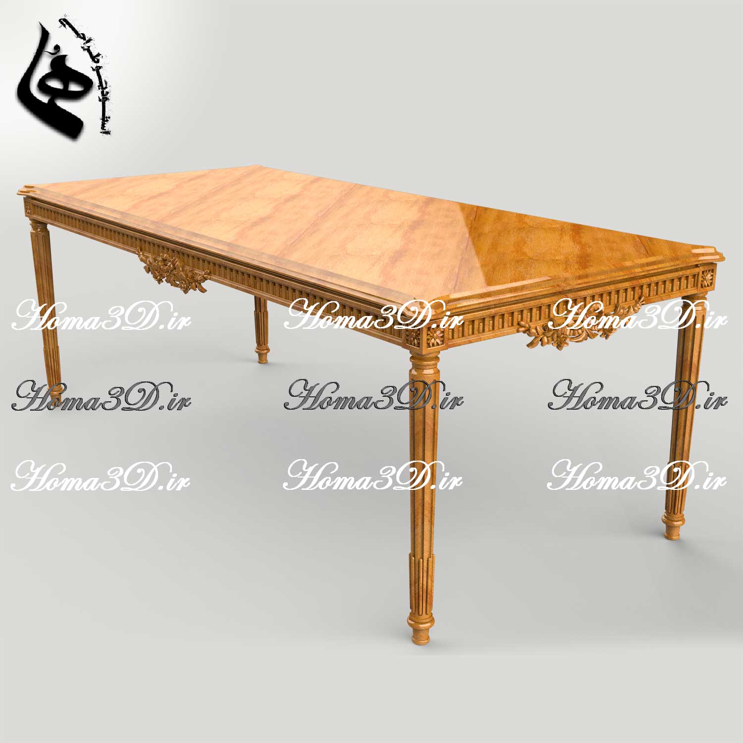 طراحی سه‌بعدی و فایل STL میز ناهارخوری با منبت با کیفیت و به‌روز برای تولید