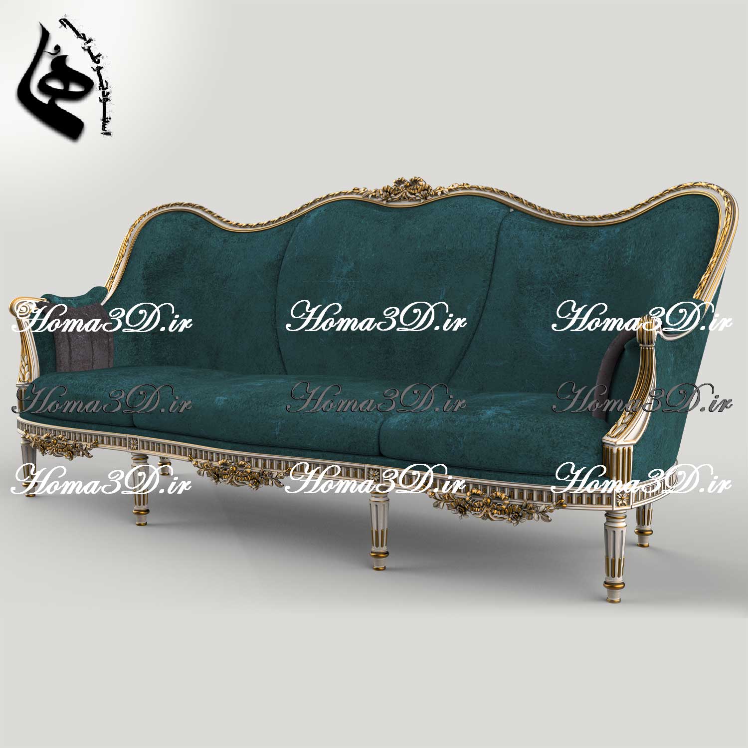 فایل3بعدی کاناپه منبتی مدل سه‌بعدی و فایل STL کاناپه با قالب لگنی برای تولید با CNC چوب