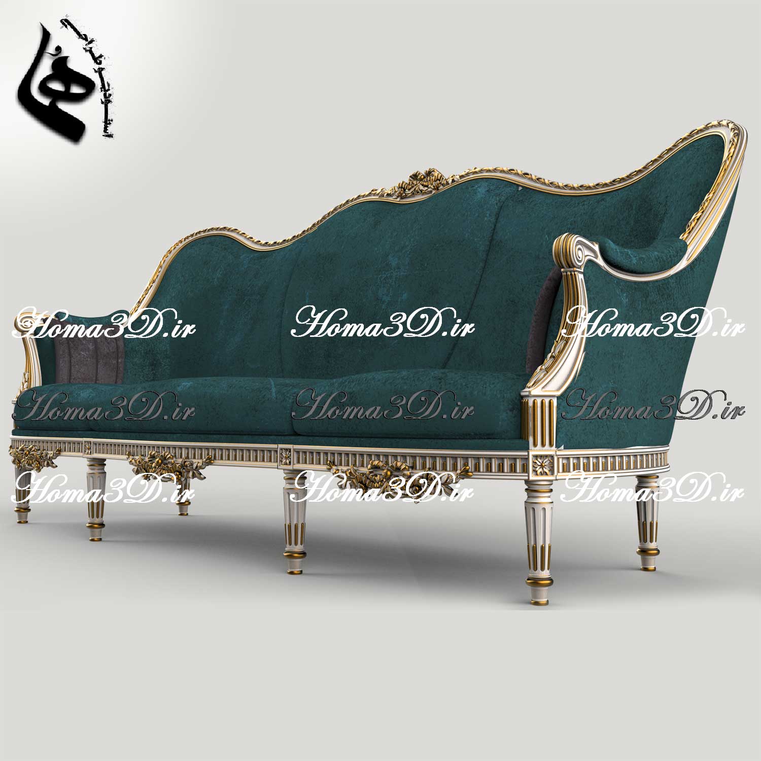 فایل3بعدی کاناپه منبتی مدل سه‌بعدی و فایل STL کاناپه با قالب لگنی برای تولید با CNC چوب