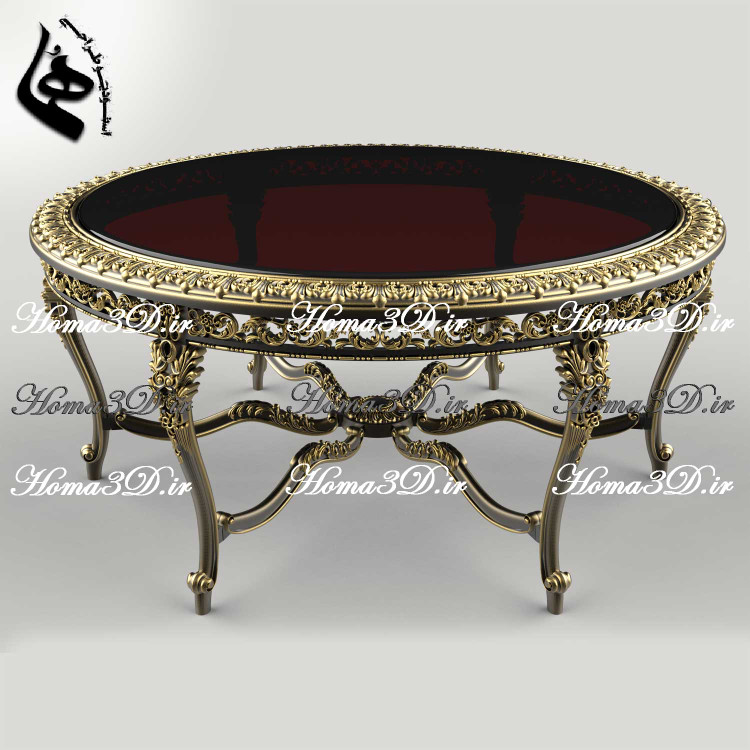 فایل طراحی 3بعدی میزجلومبلی لوکس پر منبت سبک مصری برای پذیرایی از میهمانان لوکس و درجه یک