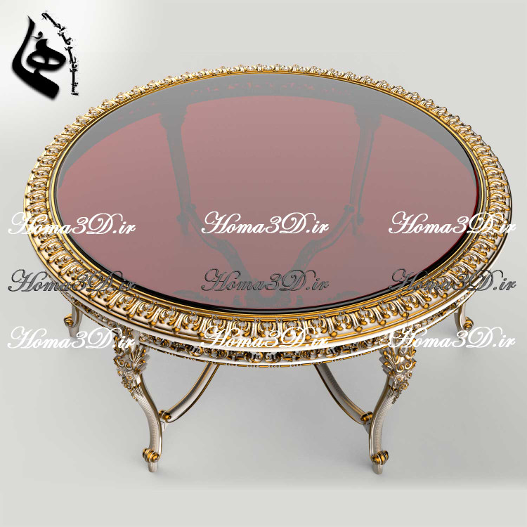 فایل طراحی 3بعدی میزجلومبلی لوکس پر منبت سبک مصری برای پذیرایی از میهمانان لوکس و درجه یک