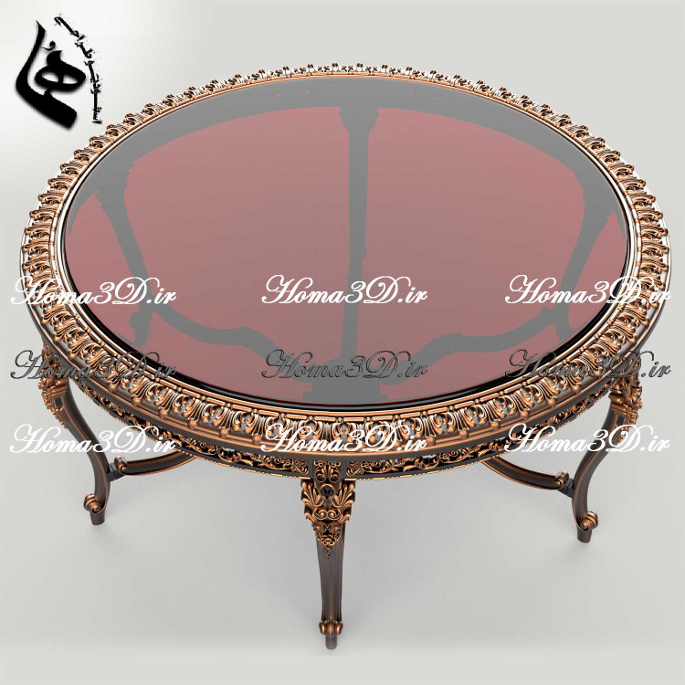 فایل طراحی 3بعدی میزجلومبلی لوکس پر منبت سبک مصری برای پذیرایی از میهمانان لوکس و درجه یک