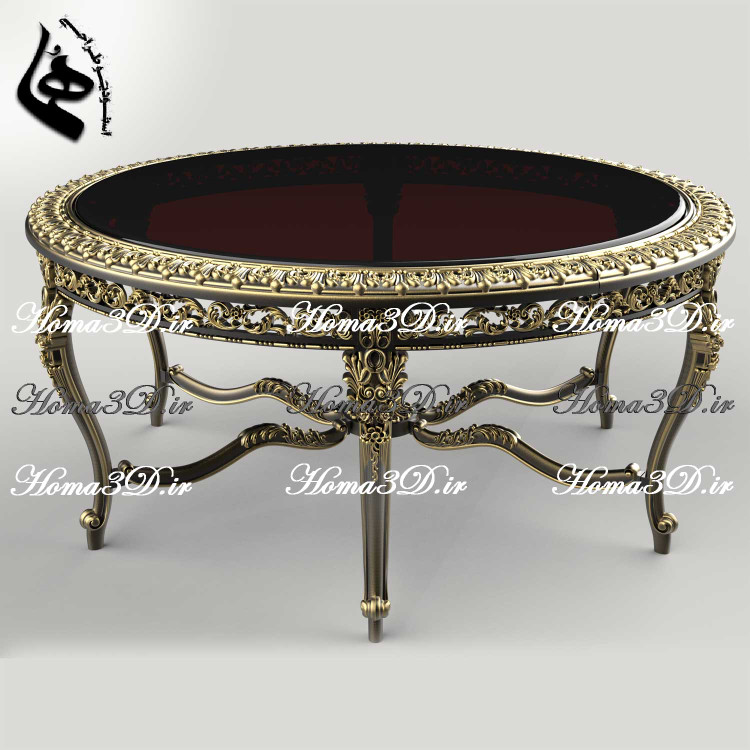 فایل طراحی 3بعدی میزجلومبلی لوکس پر منبت سبک مصری برای پذیرایی از میهمانان لوکس و درجه یک