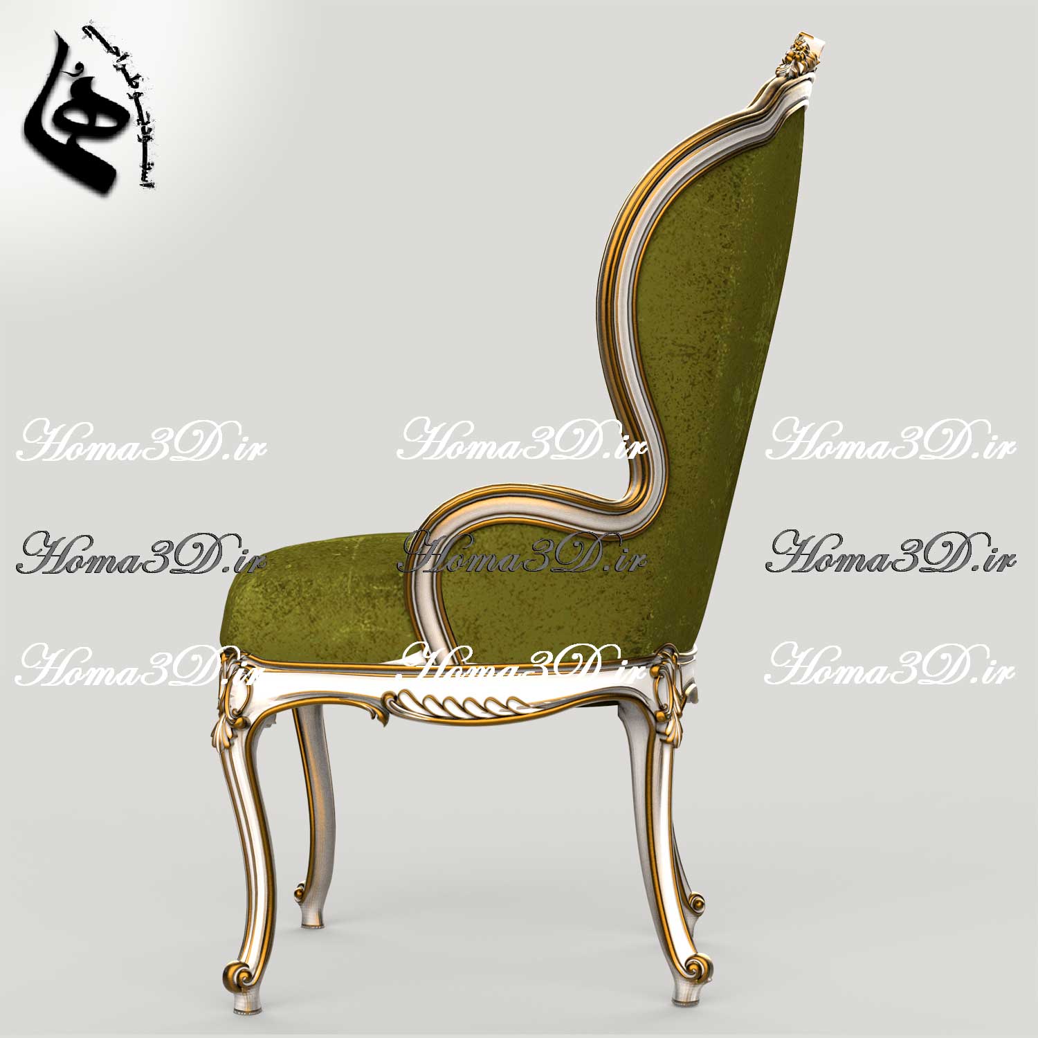 خرید فایل مجازی صندلی منبتی شاه نشین برای تولید نجاری و سی ان سی