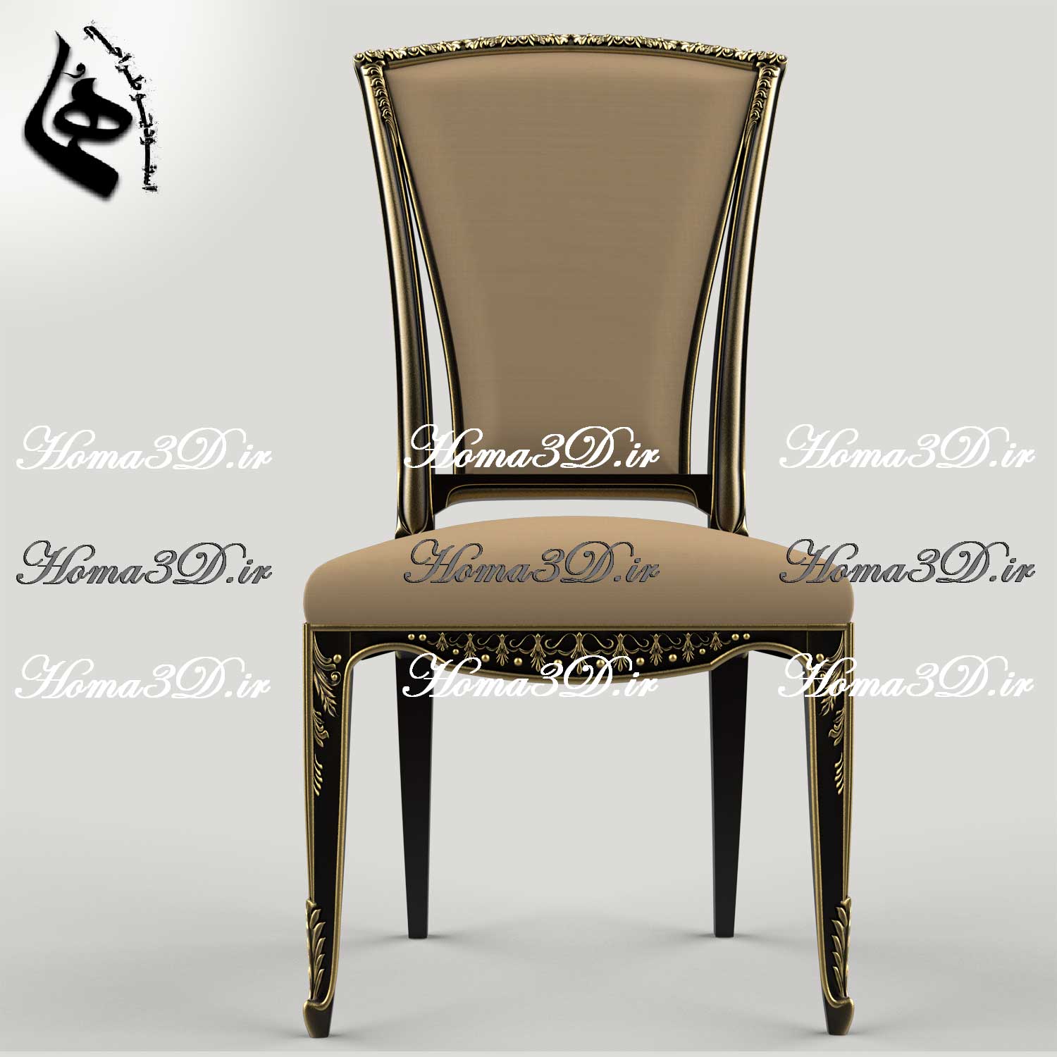 فایل طراحی 3بعدی صندلی ظریف با منبت ریز و کلاسیک ایتالیایی