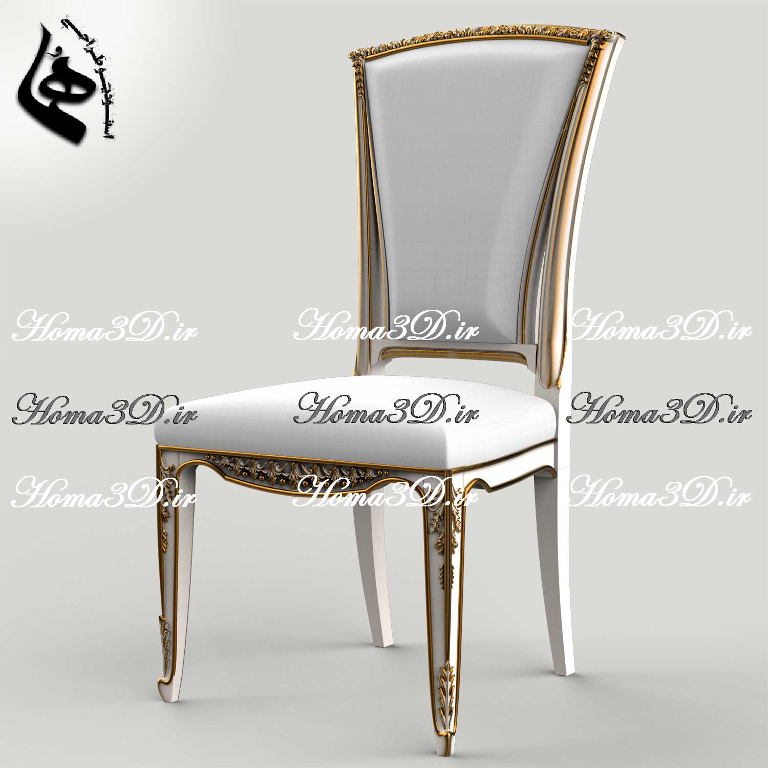 فایل طراحی 3بعدی صندلی ظریف با منبت ریز و کلاسیک ایتالیایی