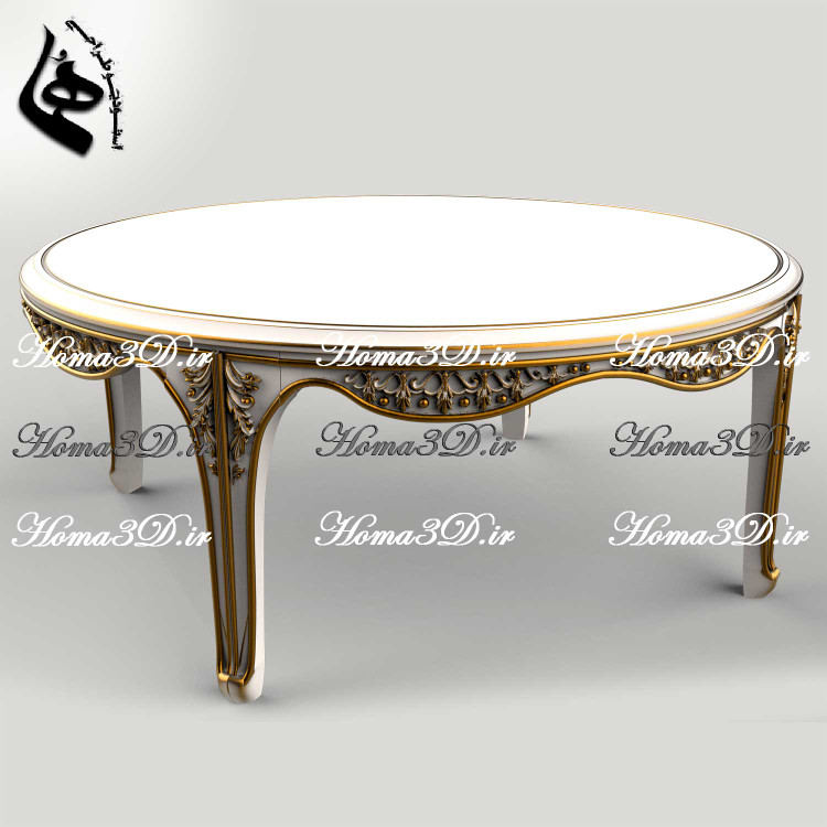 فایلطراحی3بعدی میزجلومبلی-نجاری میز جلومبلی ایتالیایی با ظاهر گرد و لوکس