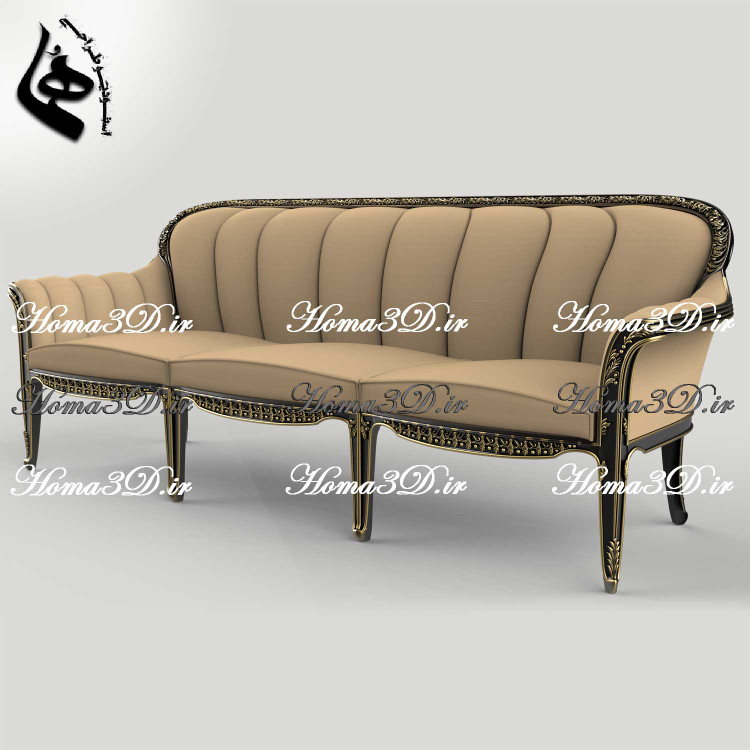 فایل طراحی کاناپه ظریف ایتالیایی-فایل طراحی سهبعدی مجازی کاناپه ظریف با منبت ریز و ژورنال