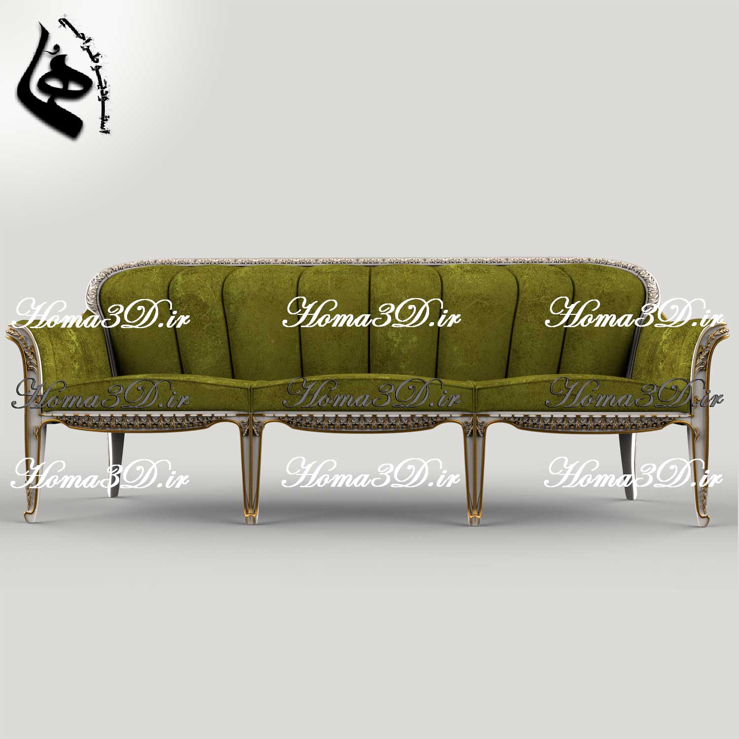فایل طراحی کاناپه ظریف ایتالیایی-فایل طراحی سه‌بعدی مجازی کاناپه ظریف با منبت ریز و ژورنال
