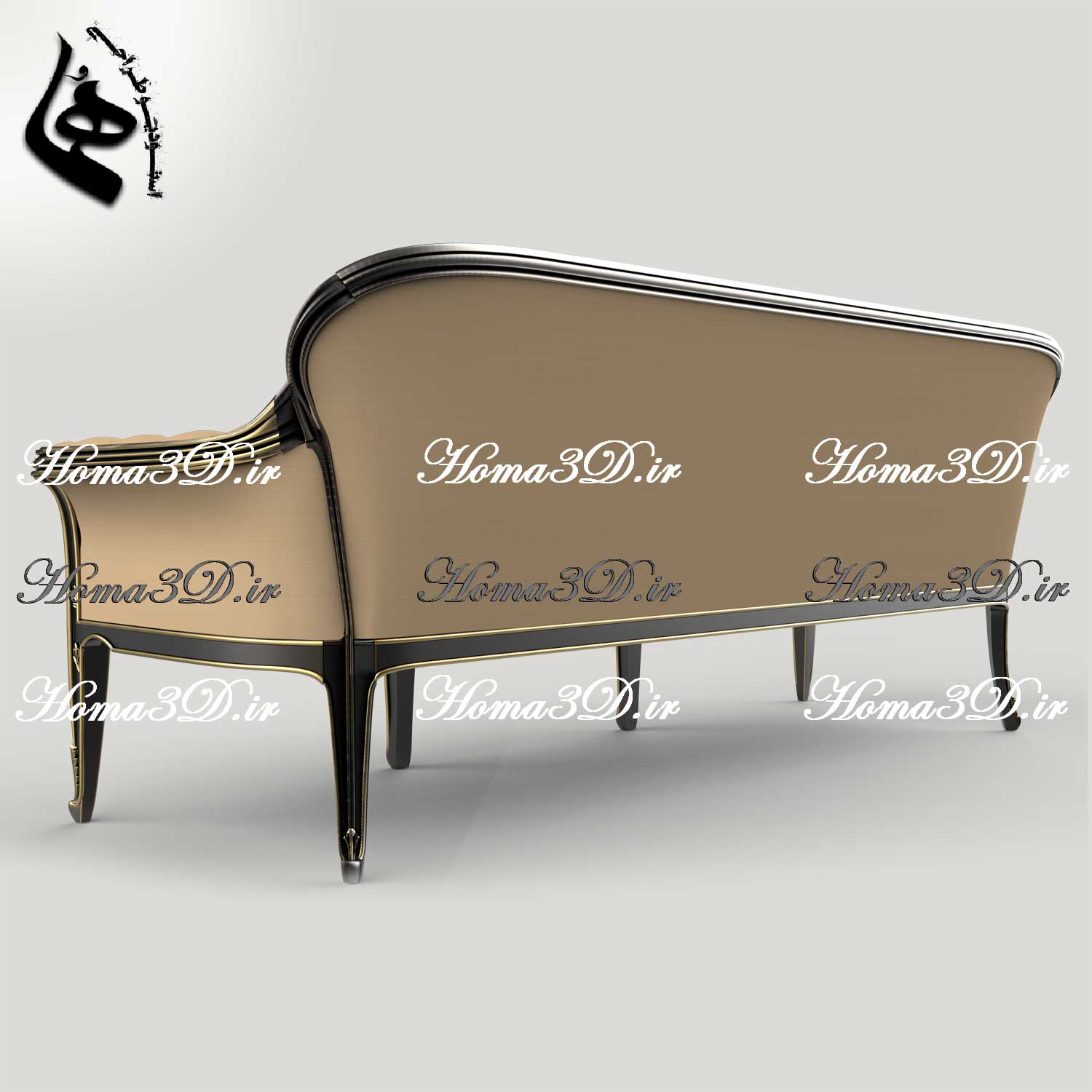 فایل طراحی کاناپه ظریف ایتالیایی-فایل طراحی سه‌بعدی مجازی کاناپه ظریف با منبت ریز و ژورنال