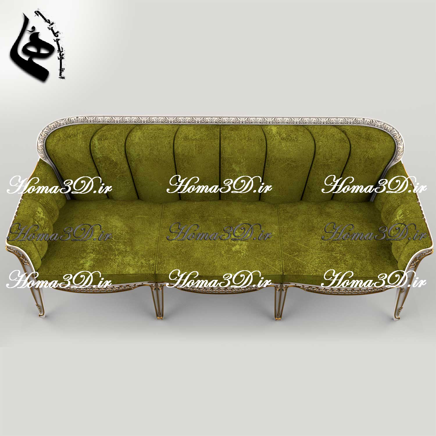 فایل طراحی کاناپه ظریف ایتالیایی-فایل طراحی سه‌بعدی مجازی کاناپه ظریف با منبت ریز و ژورنال