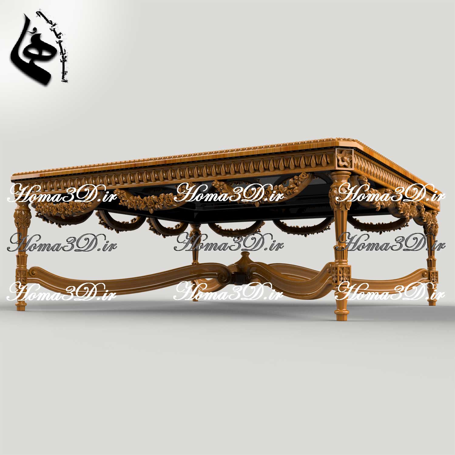 میز جلو مبلی لوکس مکعبی تمام منبت؛ خاص و جذاب، مناسب هر فضا و زمان و مکان