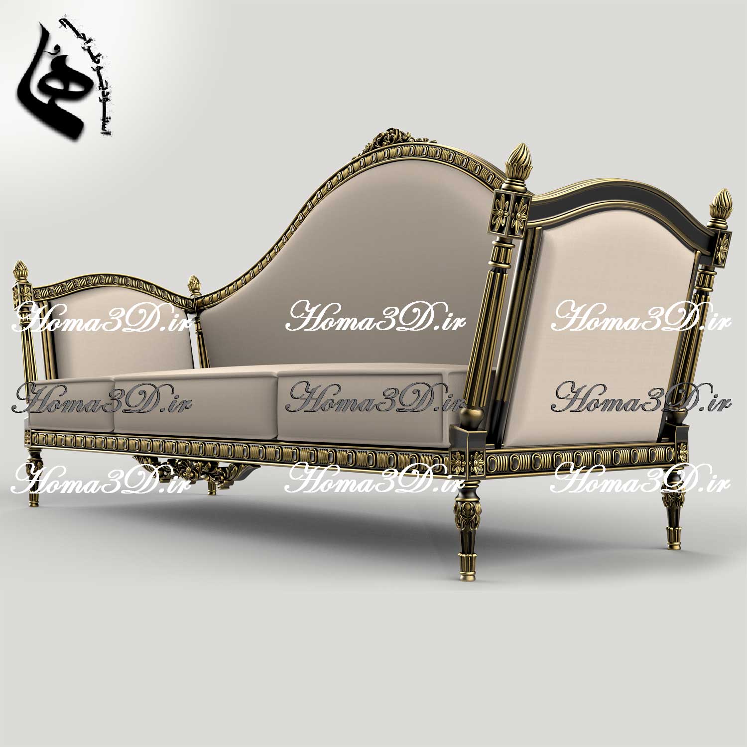 دانلود فایل سه‌بعدی کاناپه کاجی با طراحی و منبت جدید و قالب‌کشی مدرن مناسب هر سبک سلیقه و جنسیت و سن