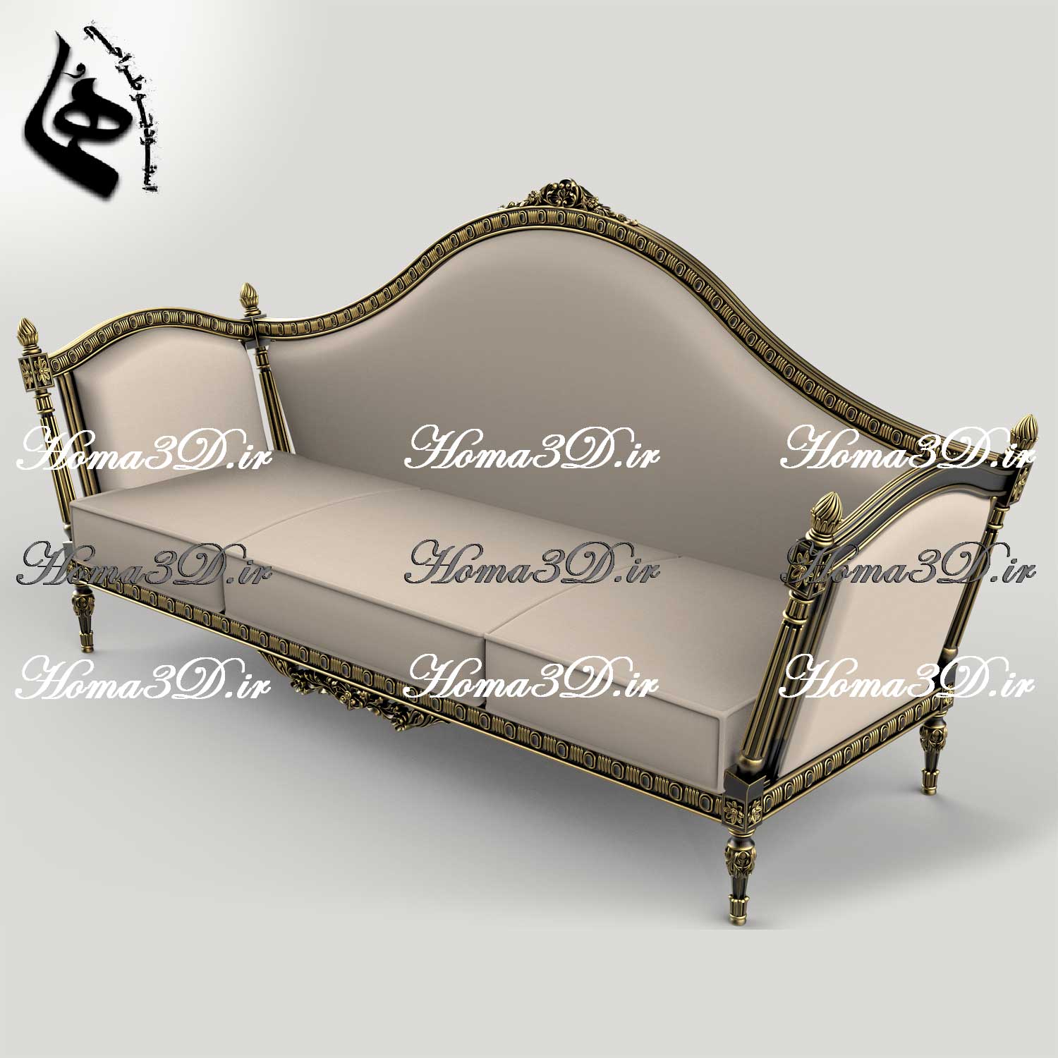 دانلود فایل سه‌بعدی کاناپه کاجی با طراحی و منبت جدید و قالب‌کشی مدرن مناسب هر سبک سلیقه و جنسیت و سن