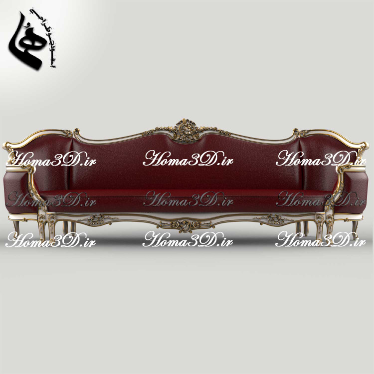 فایل طراحی سهبعدی کاناپه کینگسایز با منبت سنگین و ریز، شیک و خاص