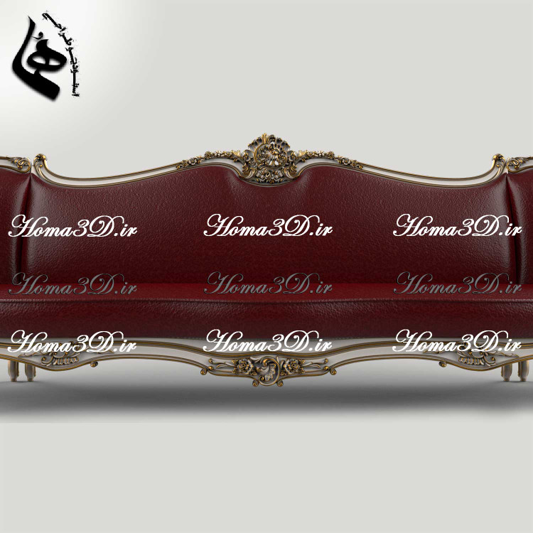 فایل طراحی سهبعدی کاناپه کینگسایز با منبت سنگین و ریز، شیک و خاص