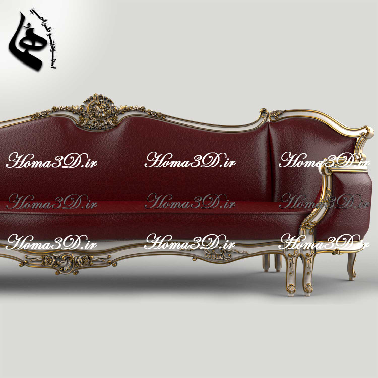 فایل طراحی سهبعدی کاناپه کینگسایز با منبت سنگین و ریز، شیک و خاص