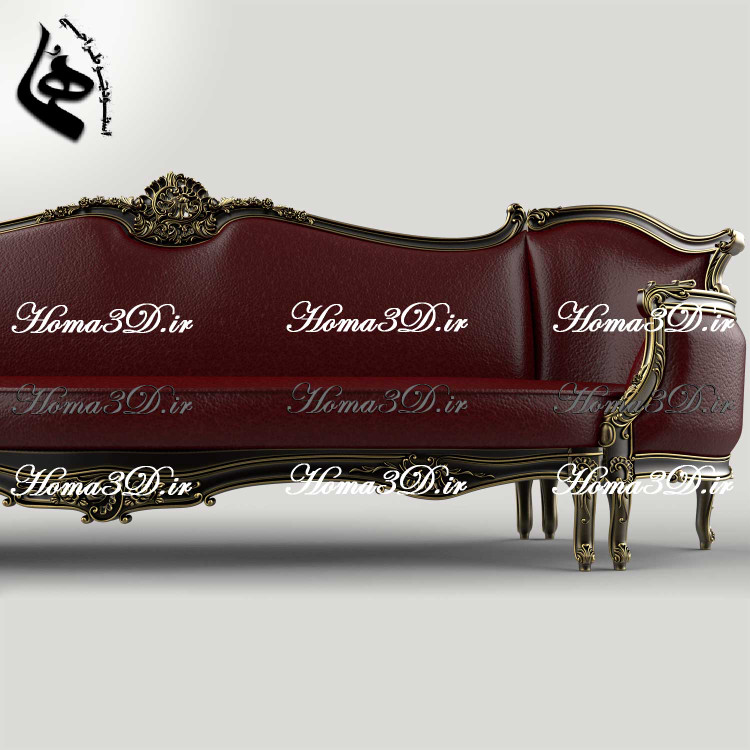 فایل طراحی سهبعدی کاناپه کینگسایز با منبت سنگین و ریز، شیک و خاص