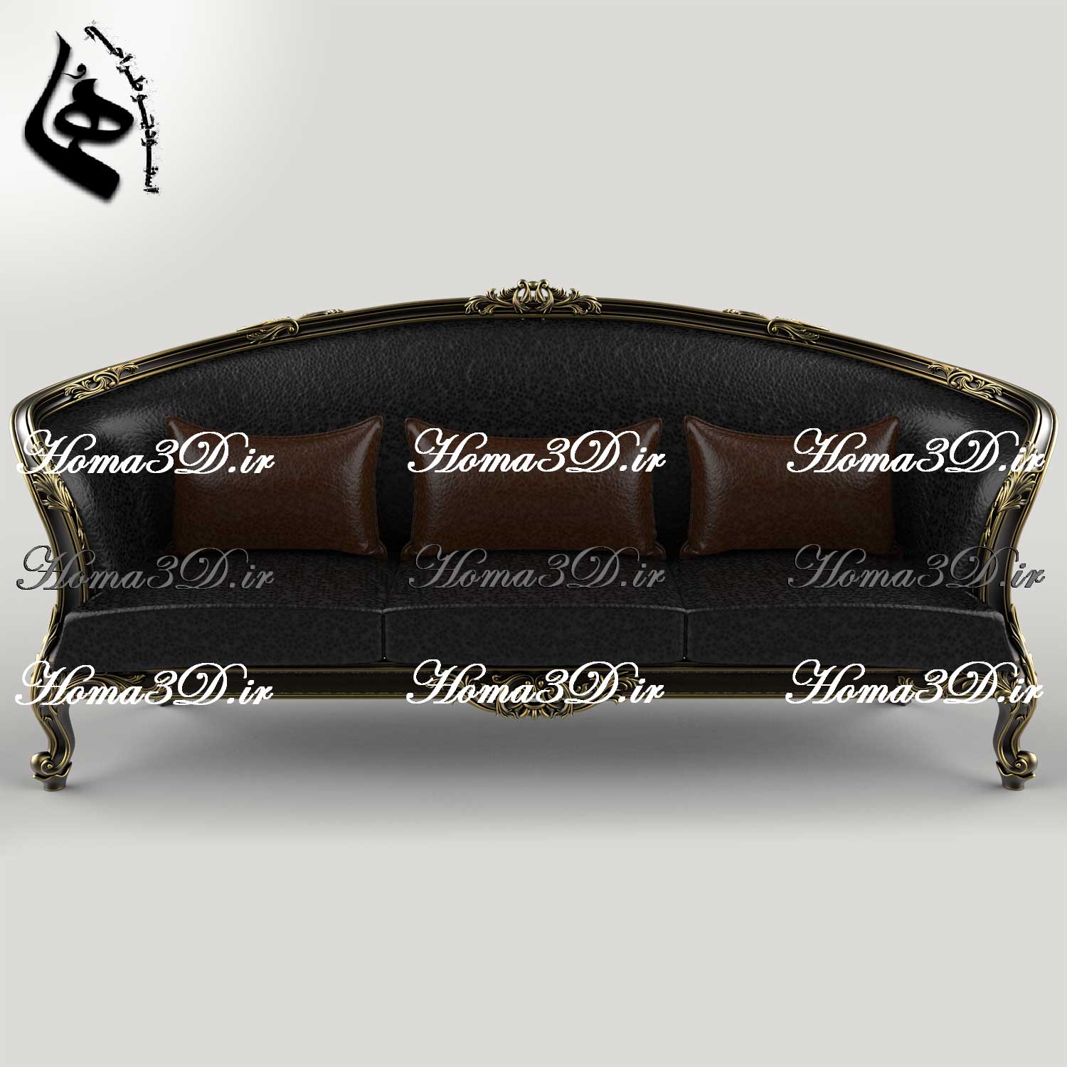 فایل طراحی سه‌بعدی کاناپه جدید لگنی با منبت و قالب زیبا و به‌روز