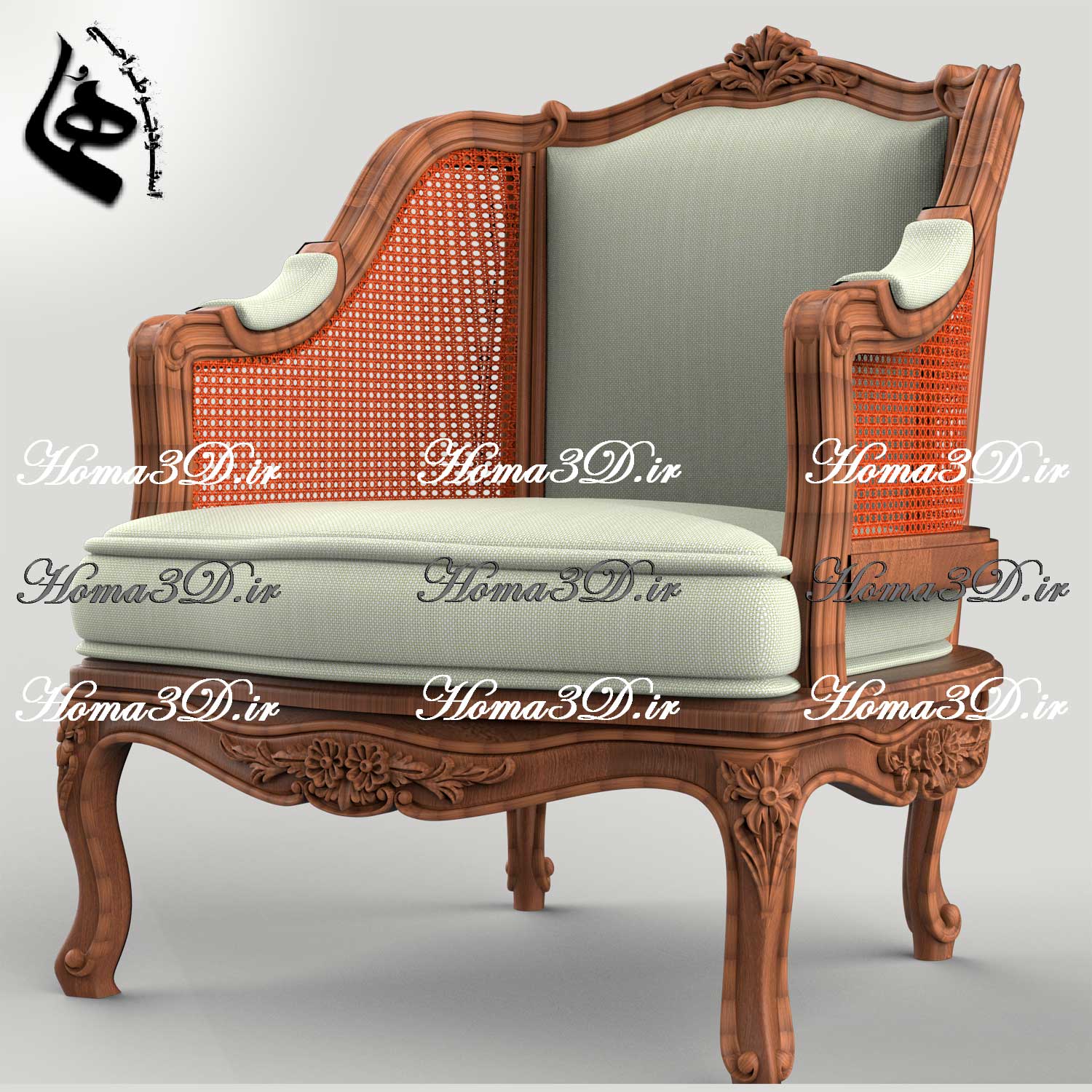 فایل طراحی 3بعدی مبل لگنی با منبت و قالب‌کشی جدید به‌روز قابل اجرا در کارگاه‌های نجاری و تولید با استفاده از CNC چوب