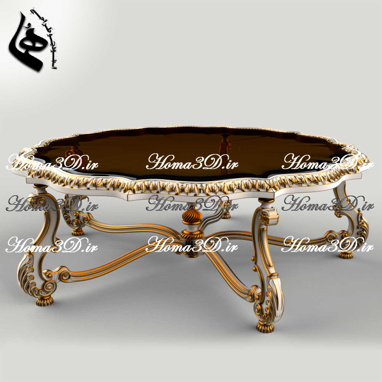فایل طراحی و اسکن 3بعدی میز جلومبلی گرد و جدید با منبت و قالب جدید مدل راشل برای تولید با سیانسی و نجاری
