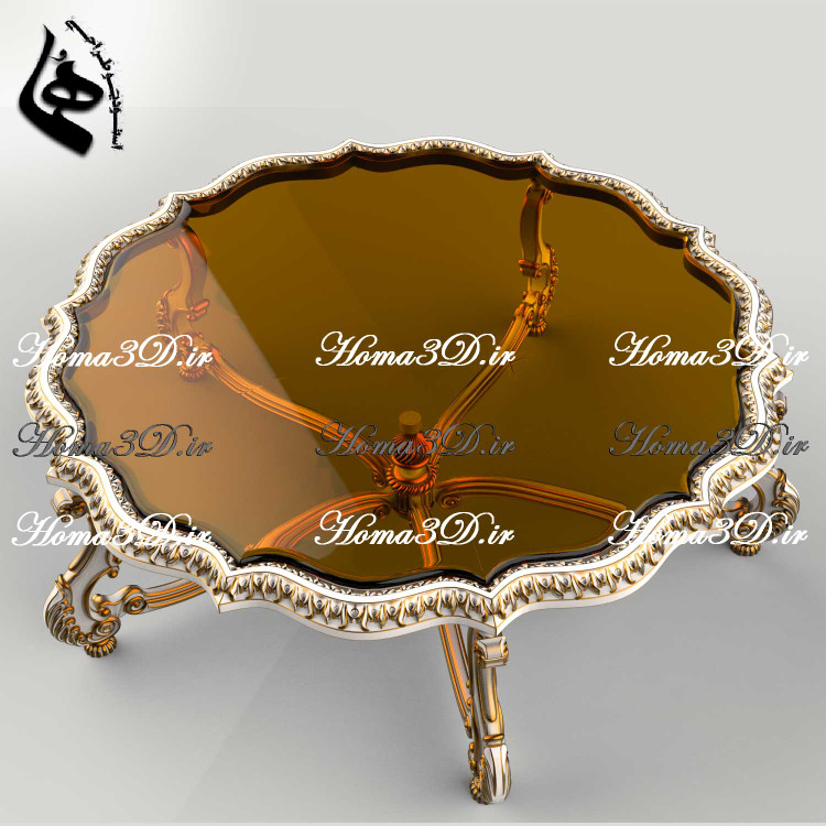 فایل طراحی و اسکن 3بعدی میز جلومبلی گرد و جدید با منبت و قالب جدید مدل راشل برای تولید با سیانسی و نجاری