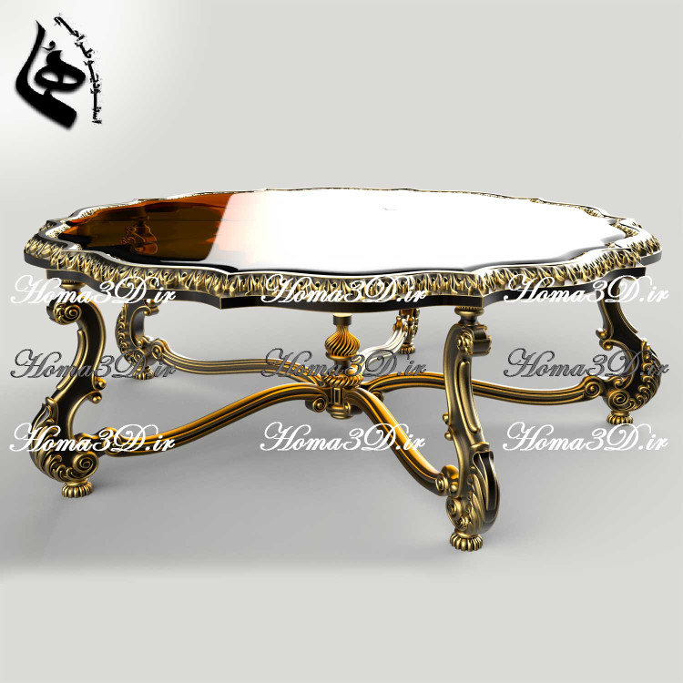 فایل طراحی و اسکن 3بعدی میز جلومبلی گرد و جدید با منبت و قالب جدید مدل راشل برای تولید با سیانسی و نجاری