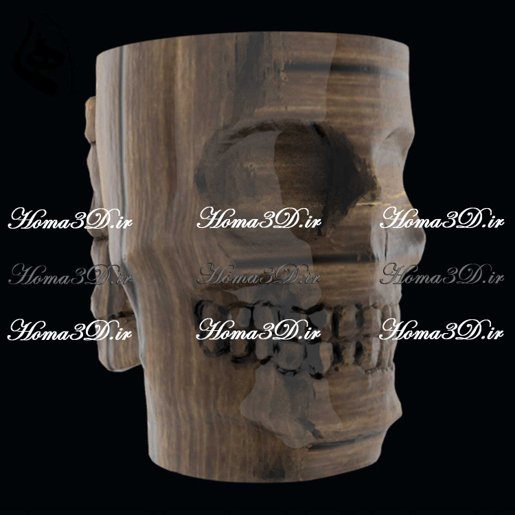 فایل طراحی 3بعدی دانلودی کوکسا و لیوان چوبی با طرح جمجمه