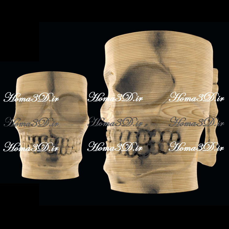 فایل طراحی 3بعدی دانلودی کوکسا و لیوان چوبی با طرح جمجمه