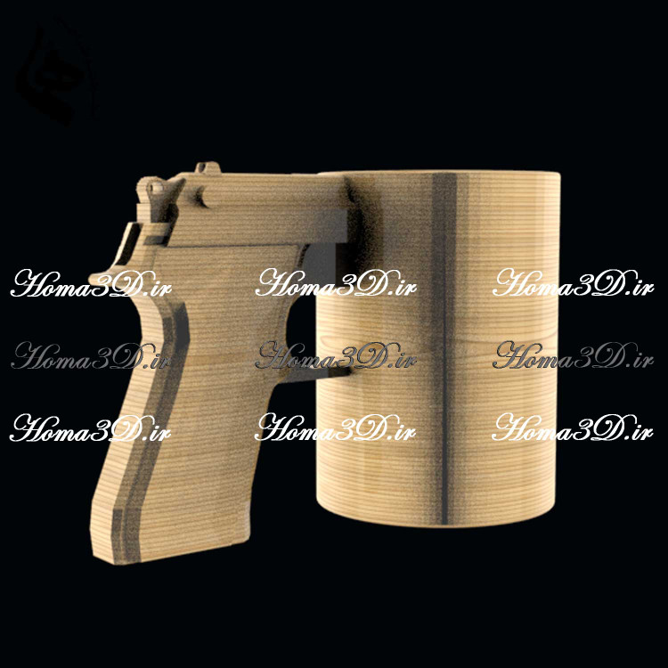 فایل طراحی 3بعدی دانلودی کوکسا با طراحی تفنگ کلت به عنوان دسته – زیبا، مدرن، خاص و جدید