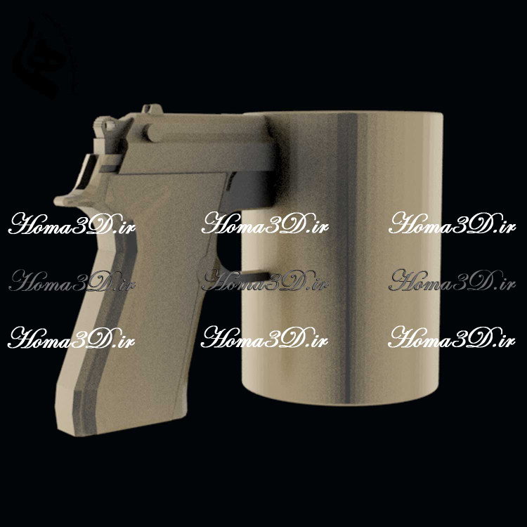 فایل طراحی 3بعدی دانلودی کوکسا با طراحی تفنگ کلت به عنوان دسته – زیبا، مدرن، خاص و جدید