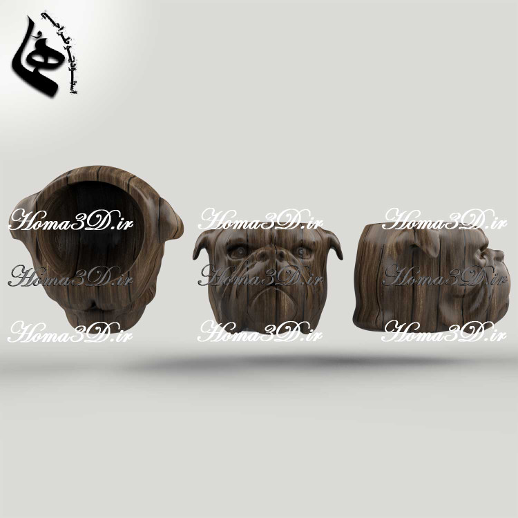 فایل طراحی 3بعدی دانلودی کوکسا، لیوان و ماگ چوبی با طراحی برجسته سگ بولداگ
