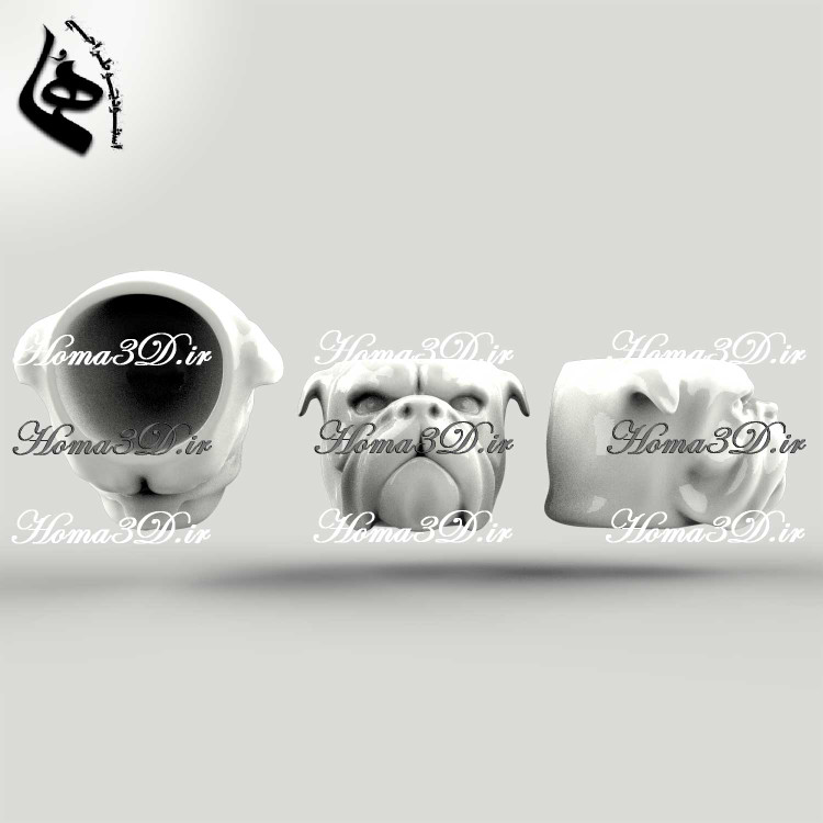 فایل طراحی 3بعدی دانلودی کوکسا، لیوان و ماگ چوبی با طراحی برجسته سگ بولداگ