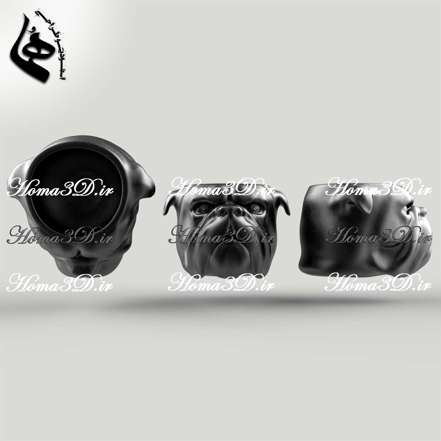فایل طراحی 3بعدی دانلودی کوکسا، لیوان و ماگ چوبی با طراحی برجسته سگ بولداگ