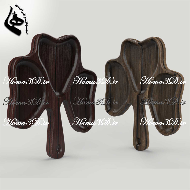 فایل طراحی 3بعدی دانلودی ظروف چوبی اردوخوری برگی با فرم گل و برگ