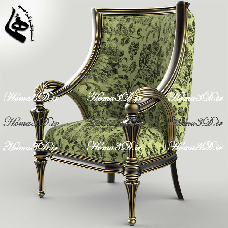 فایل طراحی 3بعدی دانلودی جهت تولید مبل زیبای ایتالیایی با دسته و زیر دستههای منحنی شکل زیبا، جدید، بهروز و پرفروش