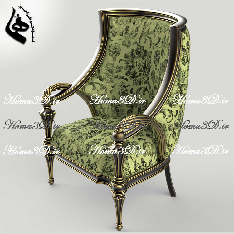 فایل طراحی 3بعدی دانلودی جهت تولید مبل زیبای ایتالیایی با دسته و زیر دستههای منحنی شکل زیبا، جدید، بهروز و پرفروش