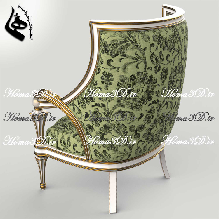 فایل طراحی 3بعدی دانلودی جهت تولید مبل زیبای ایتالیایی با دسته و زیر دستههای منحنی شکل زیبا، جدید، بهروز و پرفروش