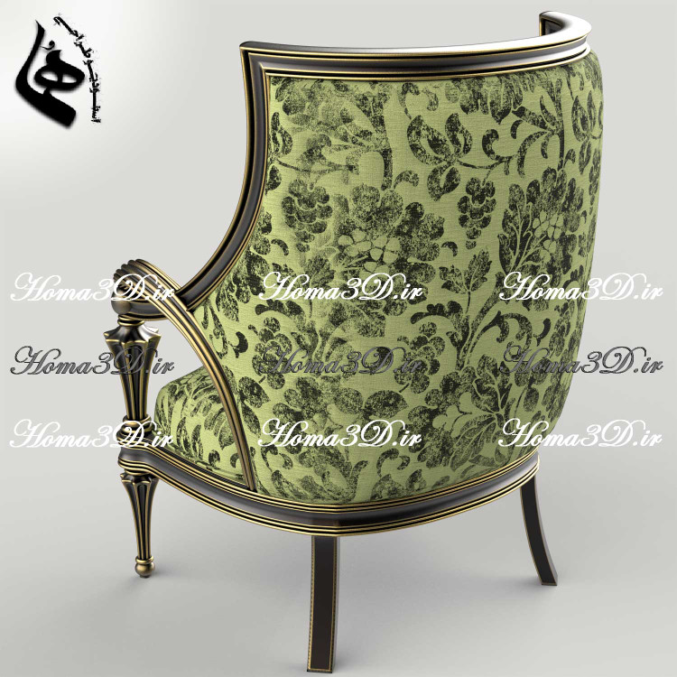 فایل طراحی 3بعدی دانلودی جهت تولید مبل زیبای ایتالیایی با دسته و زیر دستههای منحنی شکل زیبا، جدید، بهروز و پرفروش