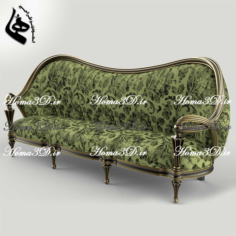 فایل طراحی 3بعدی دانلودی جهت تولید کاناپه لوکس با فریم زیبا، جدید و پرفروش با رندر طبیعی